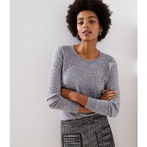 Loft Small Crystal Floral Sweater